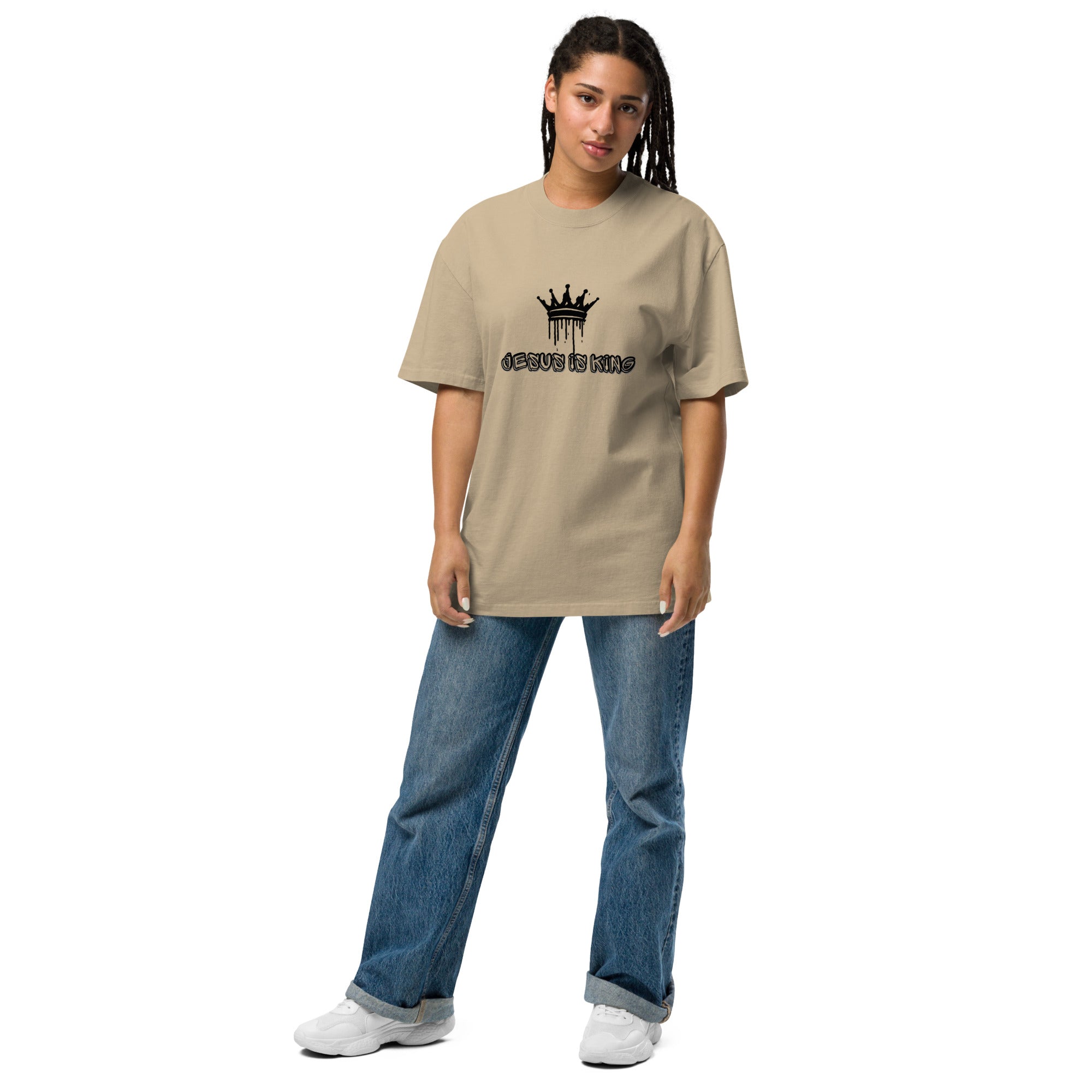 Jesus Is King Oversized faded t-shirt