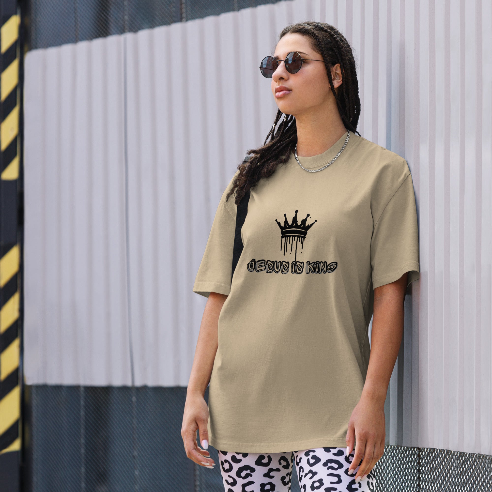 Jesus Is King Oversized faded t-shirt